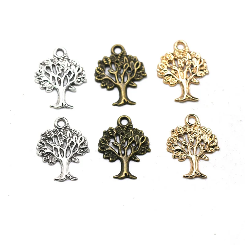 50pcs/lot 22x17mm Retro Antique Bronze Charm Tree Handmade Necklace Bracelet Accessories Alloy for DIY Jewelry Findings | Украшения и