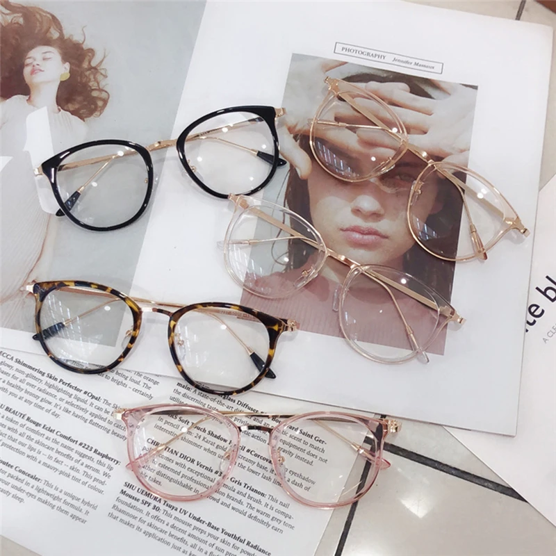 

1Pcs Oversized Round Eyeglasses For Women Anti Blue Light Computer Gaming Eyewear Men Vintage Clear Optical Glasses Myopia Frame