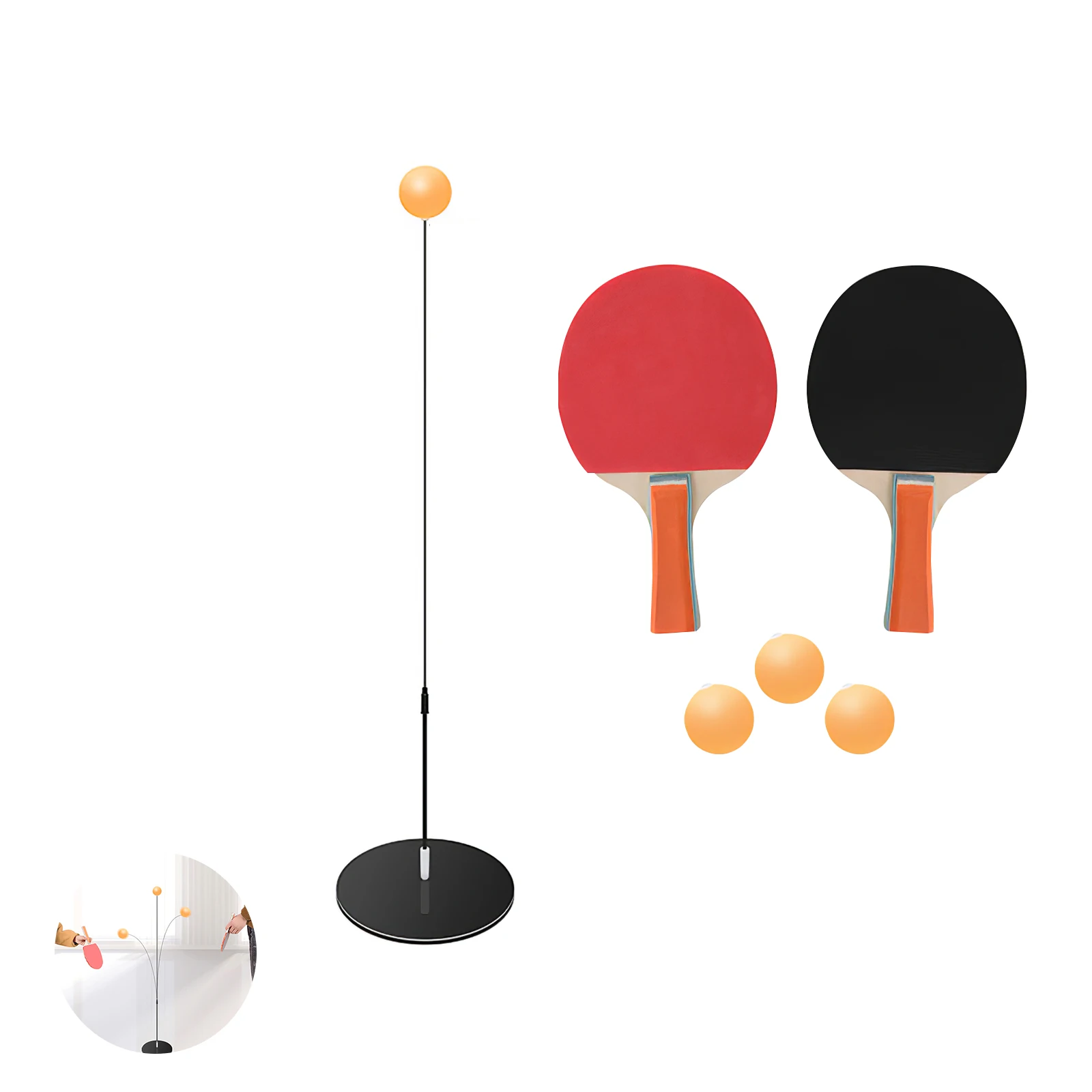 

Wood Table Tennis Practice Trainer Racket Game Movement Soft Shaft Training Machine Elasticity Kid Adult Ping Pong Practice Set