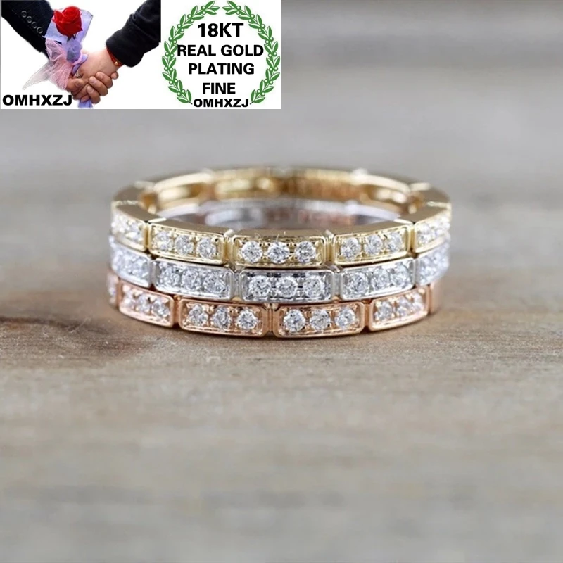 

OMHXZJ, оптовая продажа, RR1118, Европейская мода, женский подарок на день рождения и свадьбу, тонкое кольцо из 18-каратного золота с цирконием клас...