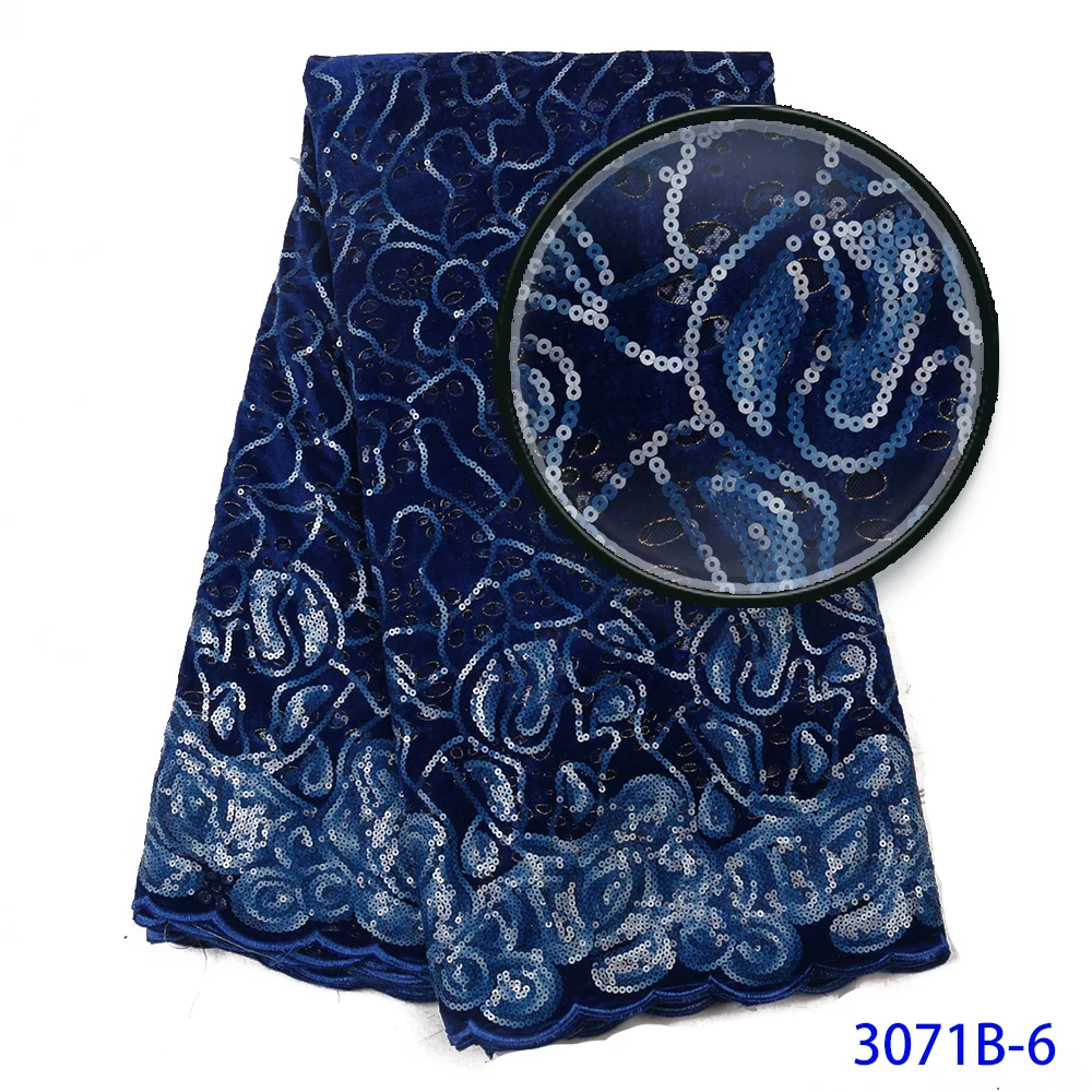 

2019 New Design African Velvet Sequines Lace Fabric High Quality Lace Nigerian Hot Mesh Lace Fabric For Women Dress AMY3071B