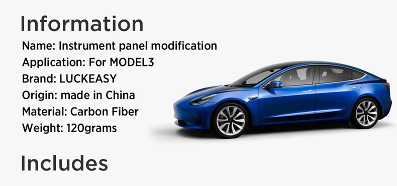 LUCKEASY для Tesla модель 3- Автомобильный Центральный контроль истинное углеродное волокно приборная панель