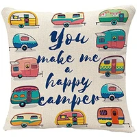 yggqf happy camper decorative throw pillow case zippered cushion pillow cover home decor pillow case 18x18 inch square