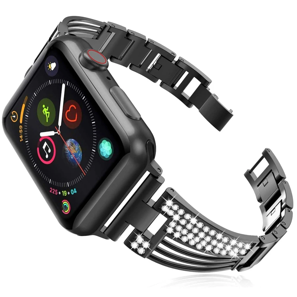 

For Apple Watch Strap 40mm 38mm Bling Bracelet for Iwatch Band 44mm 42mm Pulseira Series 5 4 3 2 1 Correa 2020 Cinturini Armband
