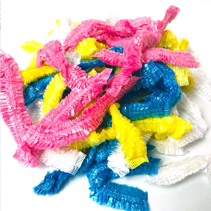 

100Pcs Disposable Shower Cap Plastic Waterproof Transparent Shower Hat Hotel For Travel Home One Time Bathroom Products 2021