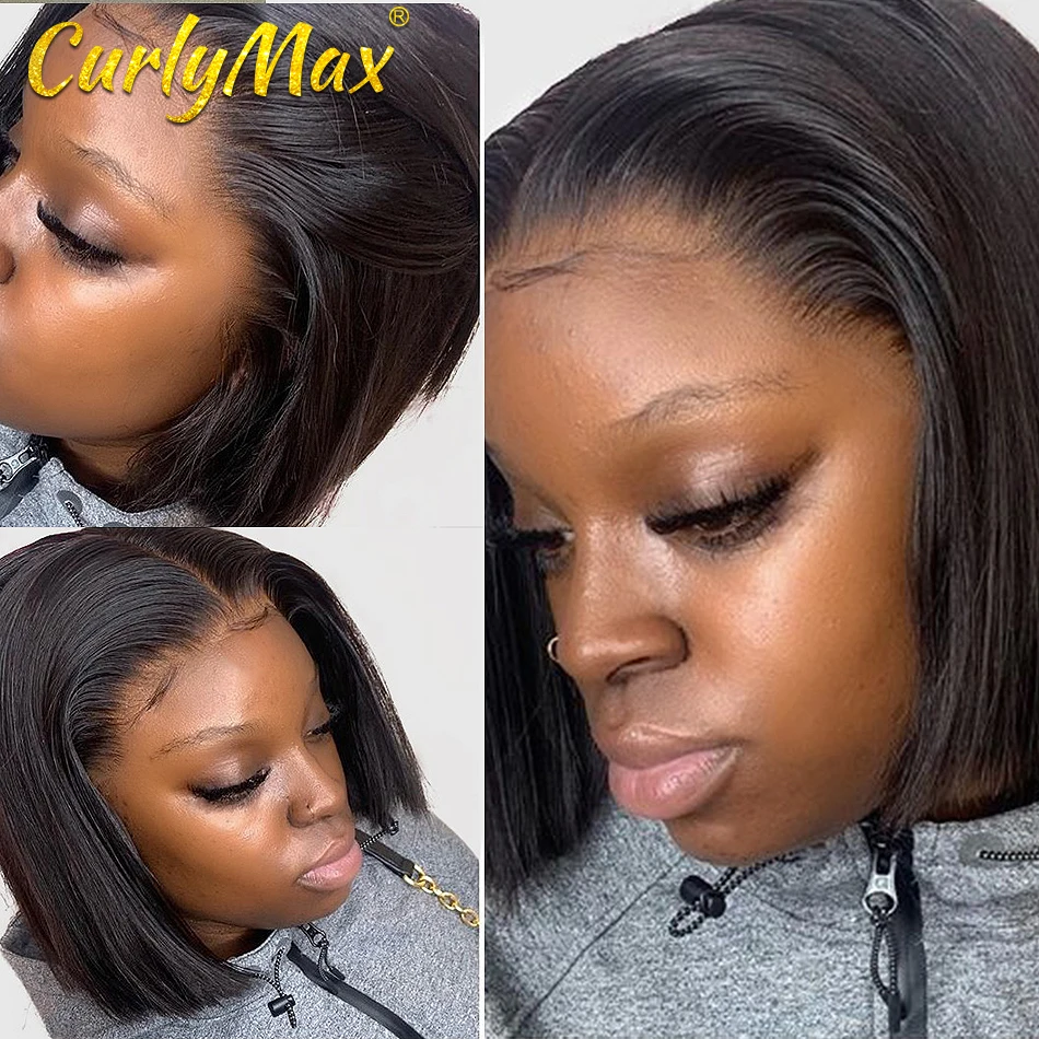 Кудрявые прямые парики боб кружева 2X6 фронтальные человеческие волосы