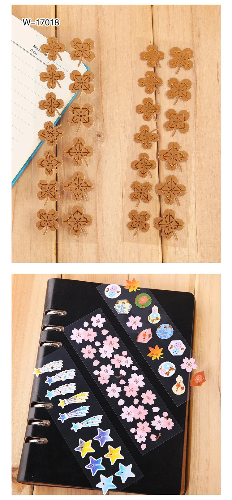 2 set Decorative Vintage Journal Diary Gold Paper Flower Plant Stickers Scrapbooking Flakes Stationery
