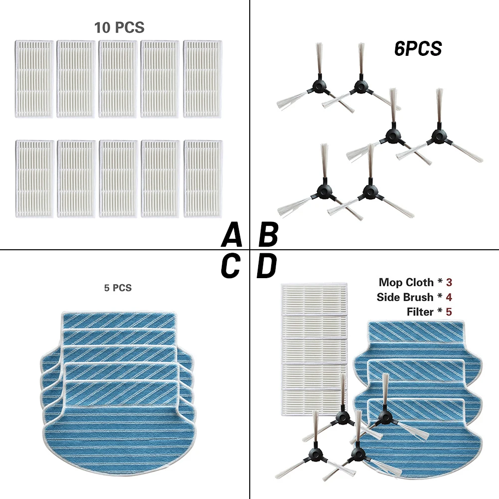 

Side Brush Filter Mop Cloth Kit For Proscenic 780T 790T Vacuum Cleaner Parts Tool Parts Cleaning Exquisite