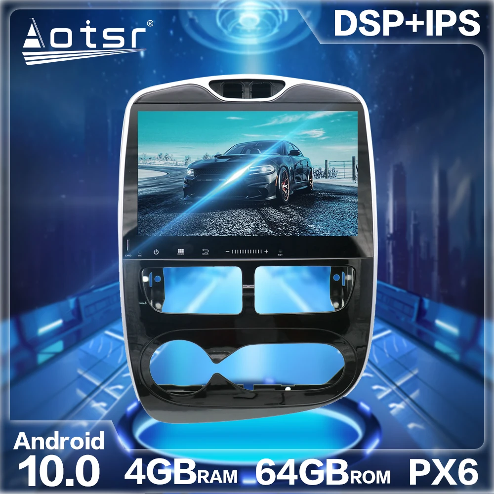 Автомагнитола Aotsr PX6 Android 10 0 4 + 64 ГБ GPS навигация DSP для Renault Clio 2013 2015 автомобильная
