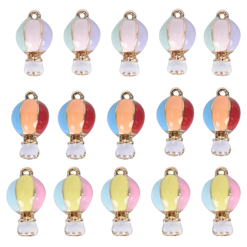 10Pcs/Set Mix Color Fashion Diy Gold Alloy Enamel Hot Air Balloon Charms Metal Pendants For Bracelet Earring Jewelry Making | Украшения и