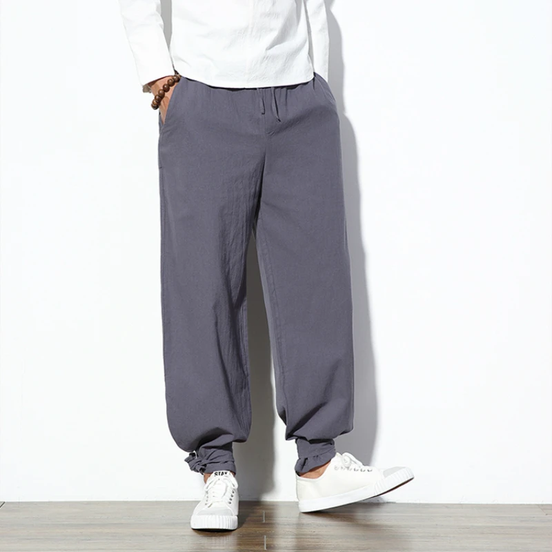 Брюки мужские хлопково льняные шаровары джоггеры традиционная китайская одежда