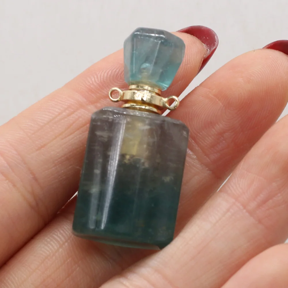 

Natural Stone Perfume Bottle Pendant Exquisite Fluorite For Jewelry Making Charms DIY Necklace Accessory