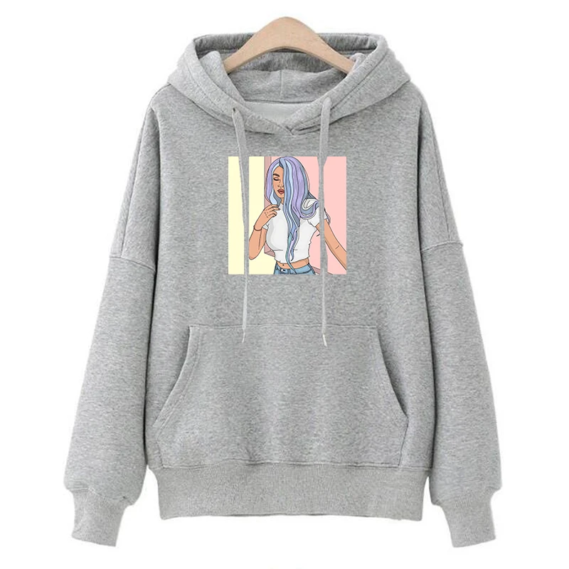 

Autumn New Women Long Sleeve Hoodies Sweatshirts Print Headwear Hoody Hip Hop Streetwear Clothing Pullovers Tops Moletom Mujer