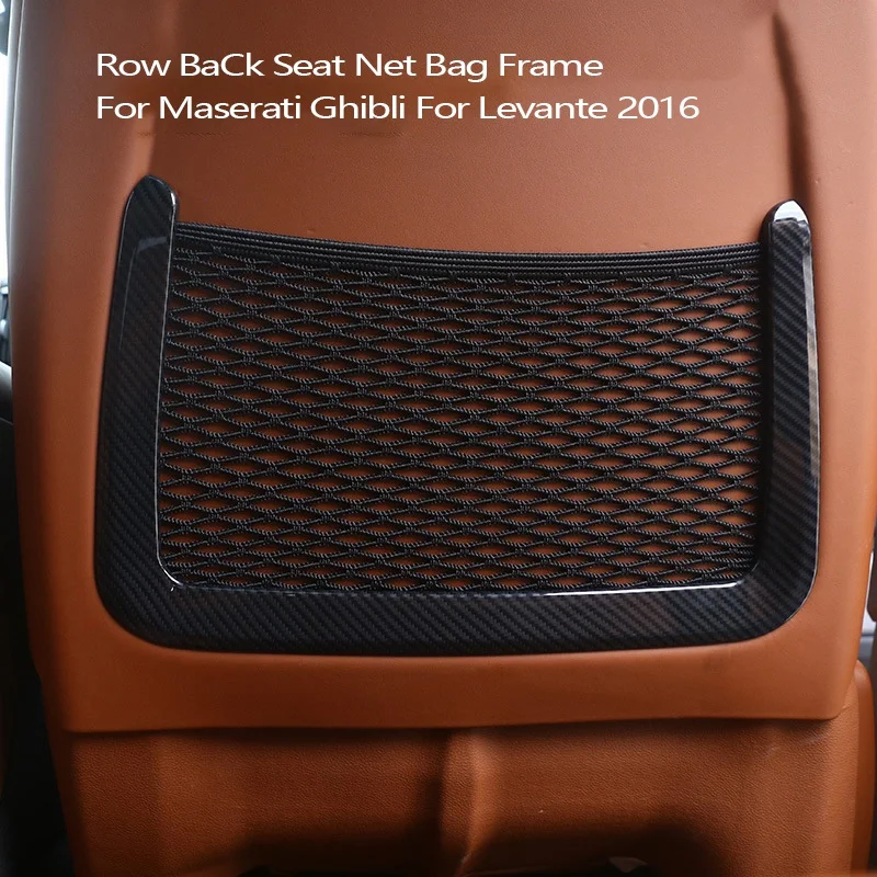 

2Pcs Carbon Fiber ABS Rear Row Back Seat Net Bag Frame Trim Back Seat Net Bag Frame for Maserati Ghibli for Levante 2016
