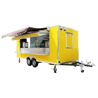 2020 hot sale 5m length hot dog cart square shape yellow food truck snack food cart street mobile dining car university park