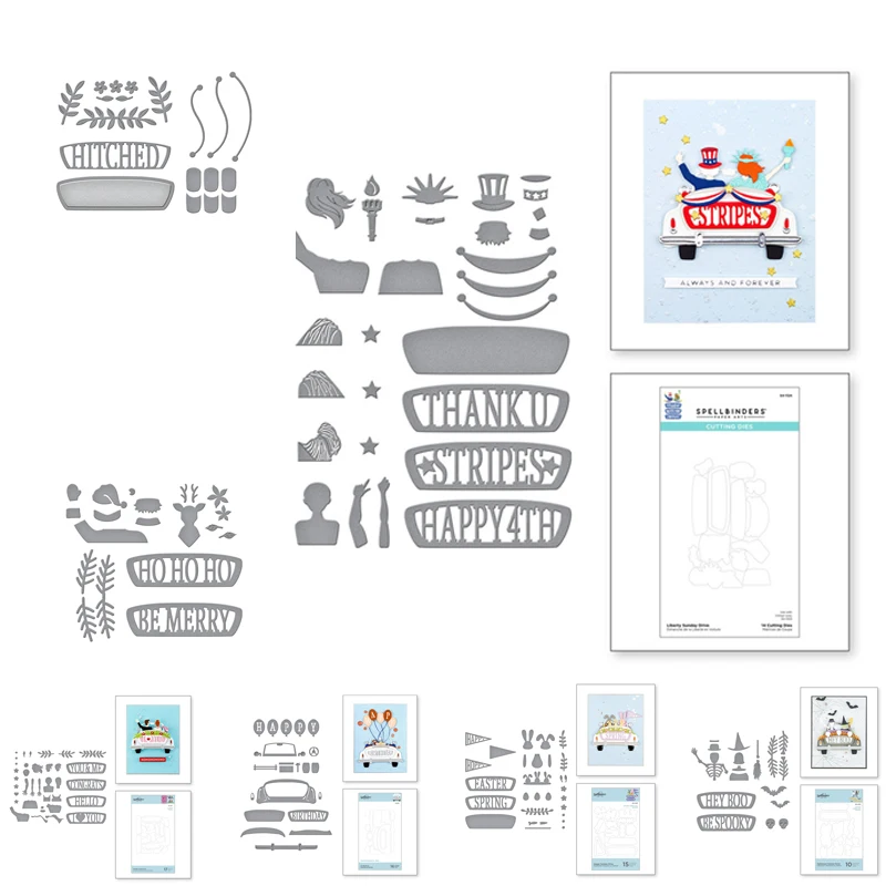 

New Cutting Dies Sunday Drive Vacation Car Travel Scrapbooking Clear Stamps DIY Craft Photo Album Embossing Folder Card Making