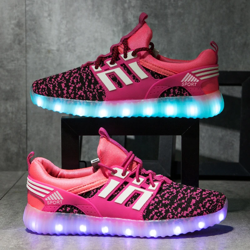 

FEBMOFL Kids USB Luminous Sneakers Glowing Children Lights Up Shoes With Led Slippers Girls Illuminated Krasovki Footwear Boys