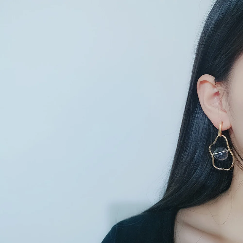 Серебряная игла в стиле барокко Асимметричный стеклянный шар неровные