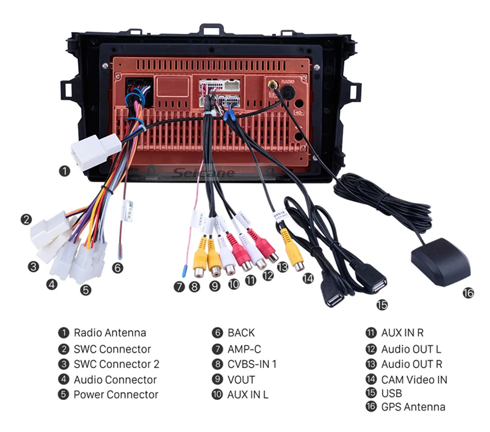 Seicane Android 9,1 Ram 2GB Автомобильный мультимедийный плеер для Toyota Corolla 2006 2007 2008 2009-2012 головное устройство радио Автомобильный gps навигатор