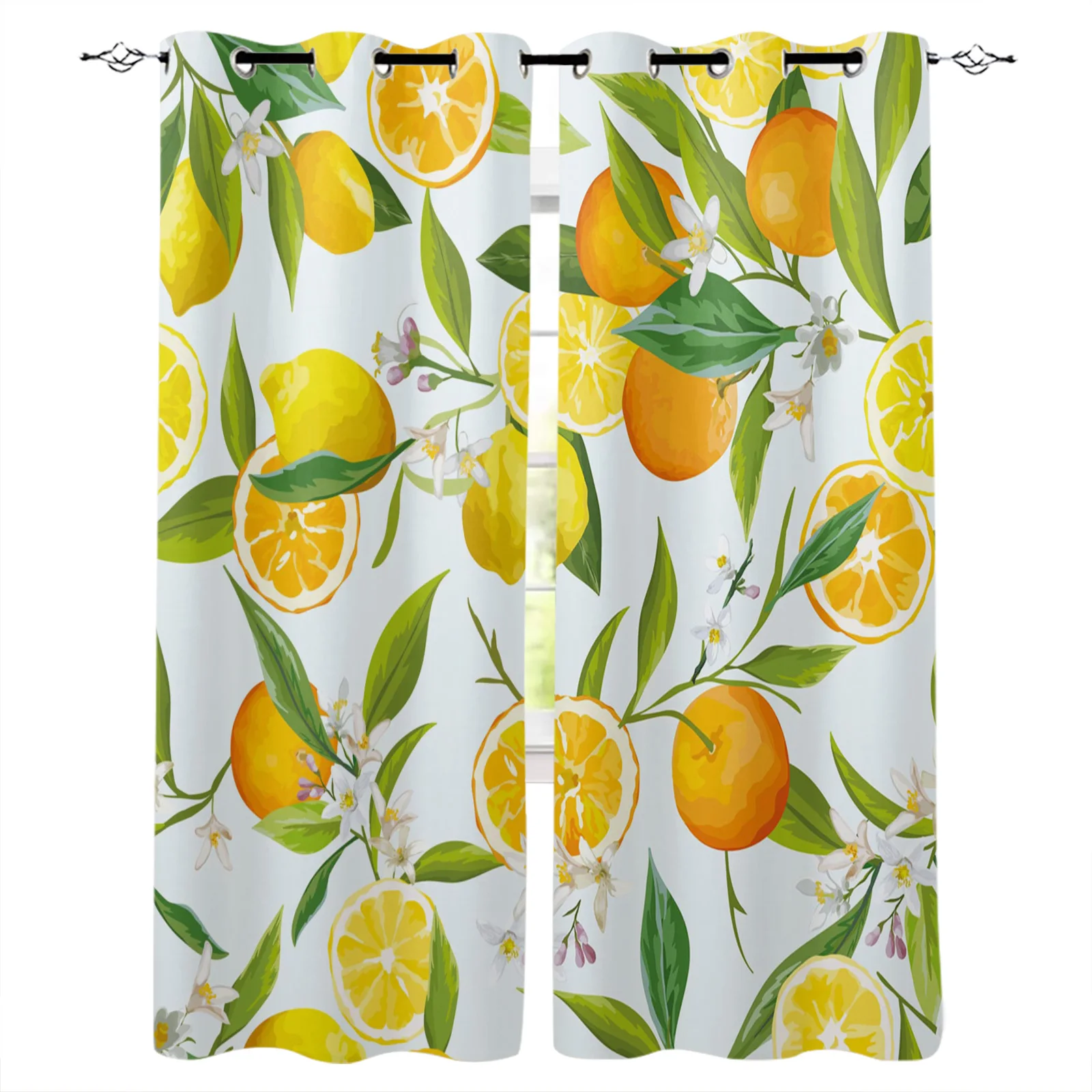 

Lemon Flower Leaf Fruit Blackout Curtains For Living Room Kids Window Treatment Cortina For Kitchen Bedroom