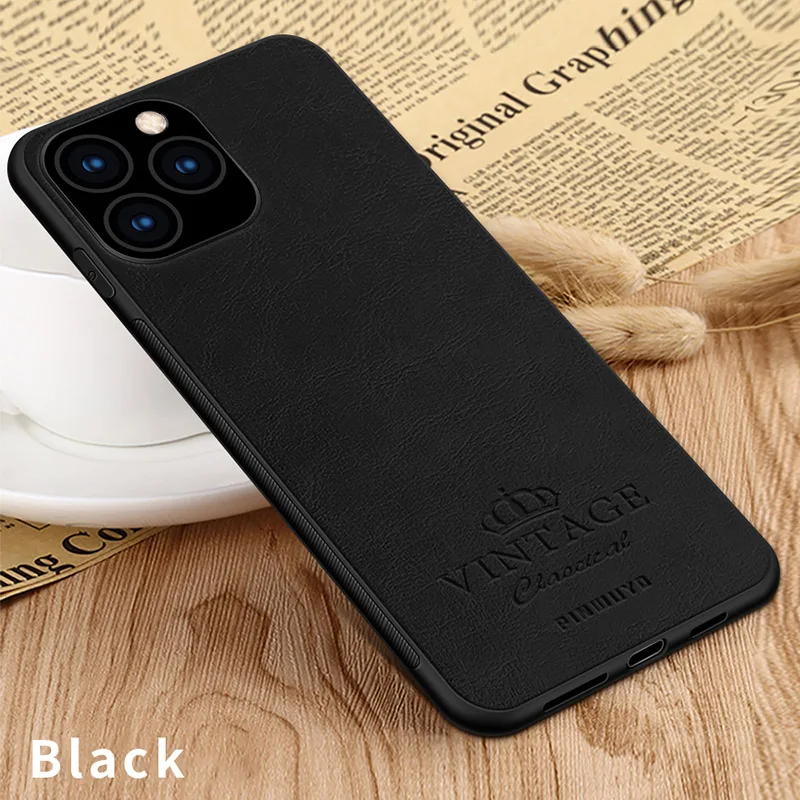 Черный Для iPhone 11 Pro Max 6,5 ''PINWUYO чехол для iPhone 11 6,1'' ретро кожаный мягкий край Жесткий Чехол для iPhone 11 Pro 5,8'' - Цвет: Черный