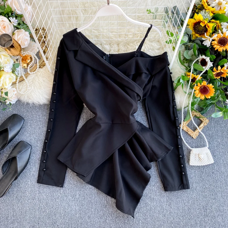 Женская Офисная рубашка с открытыми плечами и асимметричным вырезом однотонные