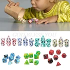 7 шт.компл., набор акриловых игральных костей, различные формы, цифровые игральные кости для RPG MTG DND, настольные игры, ролевые игры, Прямая поставка