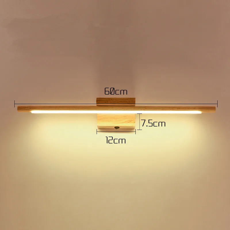 Высококачественный скандинавский Деревянный Зеркальный светильник с кнопкой