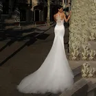 Кружевное свадебное платье-русалка, сексуальное платье невесты цвета слоновой кости с V-образным вырезом и аппликацией, индивидуальный пошив, женское платье