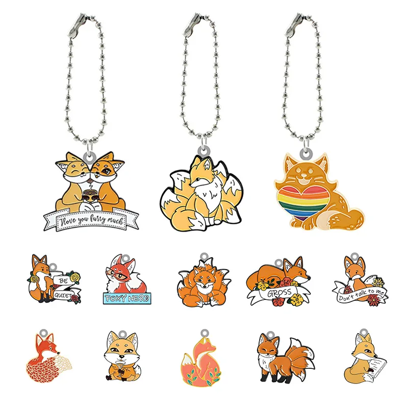 

TAFREE New Cute Fox Cartoon Multi-style Keychain Acrylic Doll Keychain Boy And Girl Fashion Jewelry For Friends