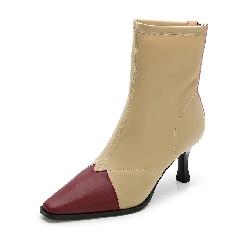 

Black Short Boots Women Spring Autumn 2021 New High Heel Ankle Boots Thin Heel Elastic Socks Boots