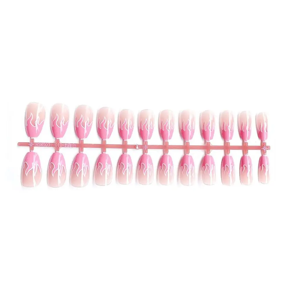 24 шт. накладные ногти в форме пламени