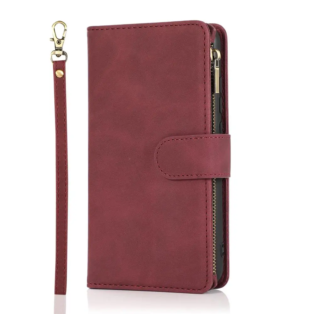 

Luxury Zipper Multi Cards Wallet Flip Case For Xiaomi Redmi 7 7A 8A Note 8 8T 7 8 Pro Cover Stand
