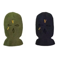 m89e letter v balaclava face mask 3 holes knitted full face cover thermal outdoor boy girl gift for halloween xmas new year