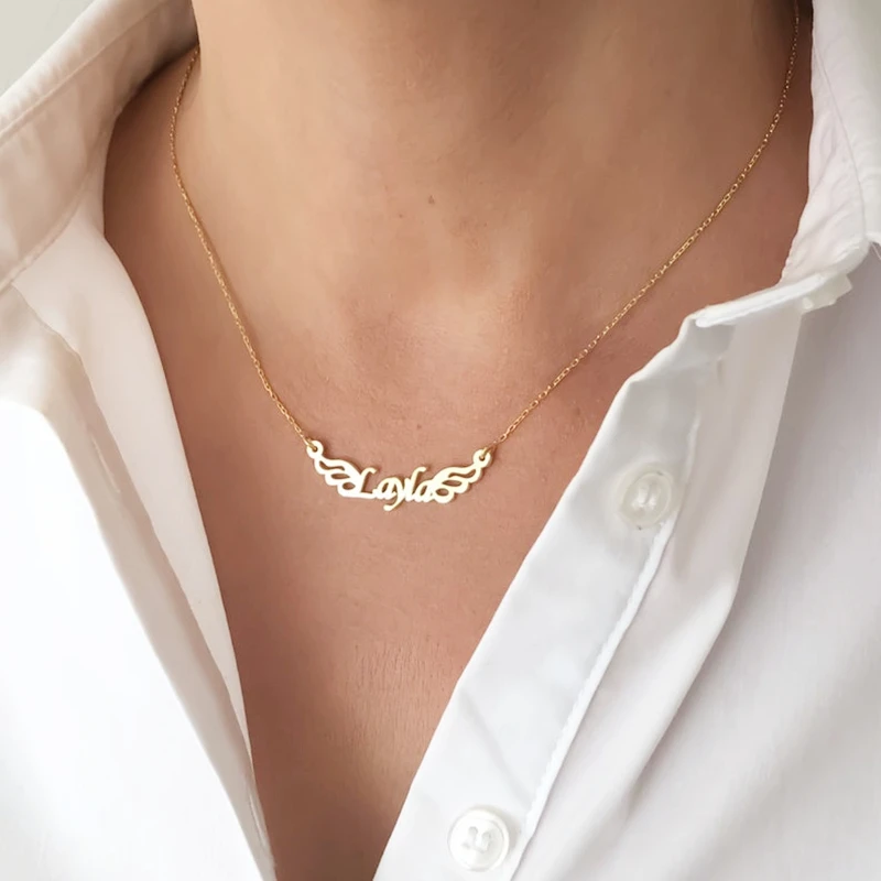 Милое ожерелье с крыльями ангела на заказ именное подвеска из нержавеющей стали