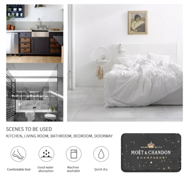 

MC Champagne Printed Flannel Room Bathroom Mat Doormat Size 40Cm By 60Cm Room Bedroom Home Decoration