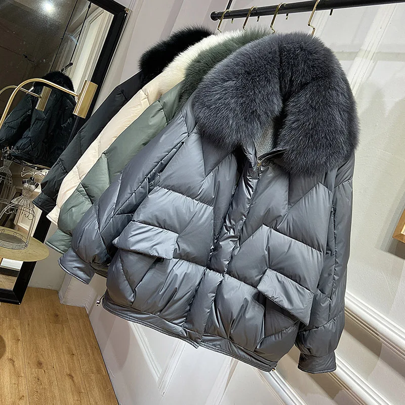 

Guilantu 90% White Duck Down Jacket Women Winter Fox Fur Collar Hooded Down Coat Female Thick Warm Loose Puffer Jackets Mujer