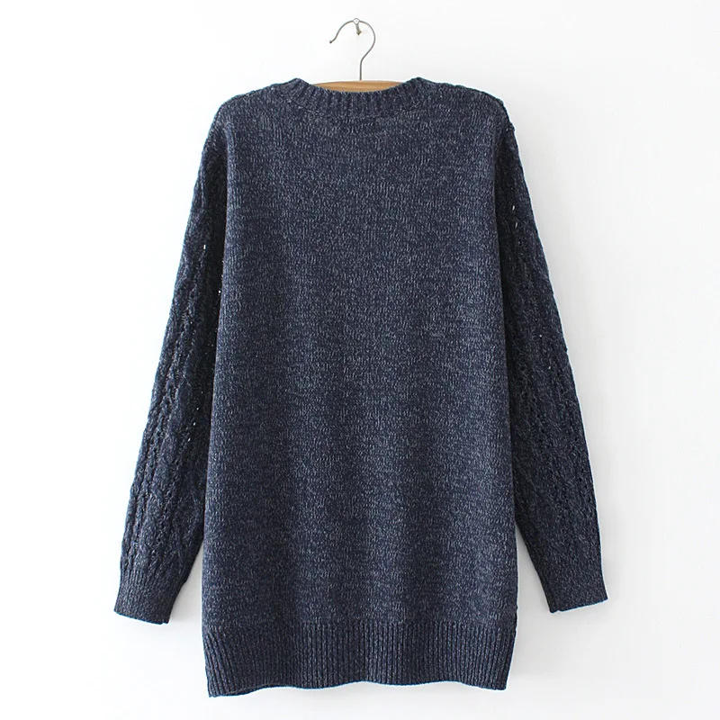 Осенне-зимний кардиган свободного покроя с круглым вырезом и длинным рукавом