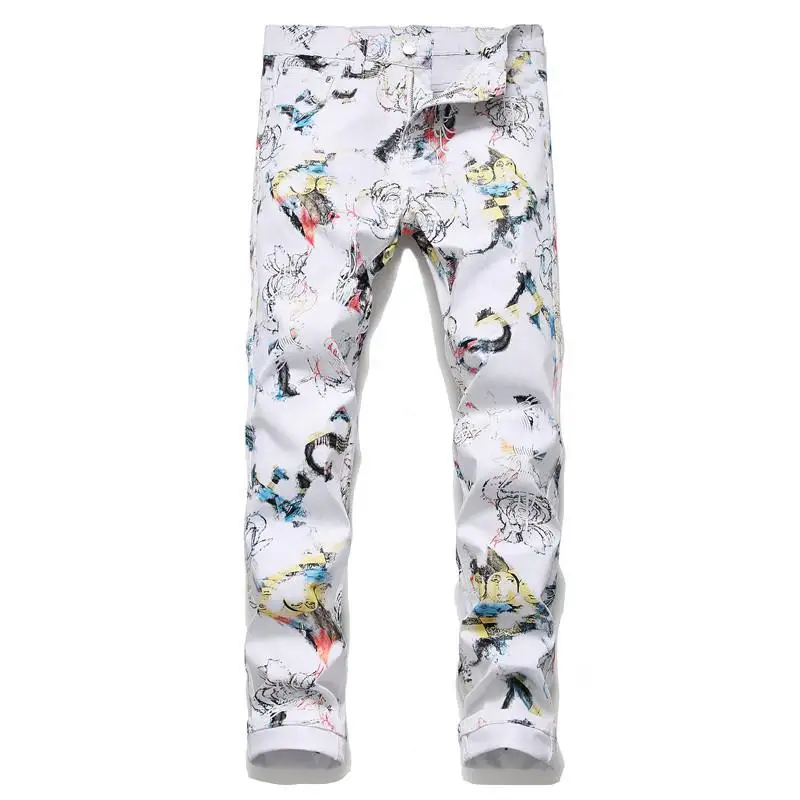 

Men's Casual Jeans Vintage Denim Long Pants Motorcycle Wrinkle Trousers