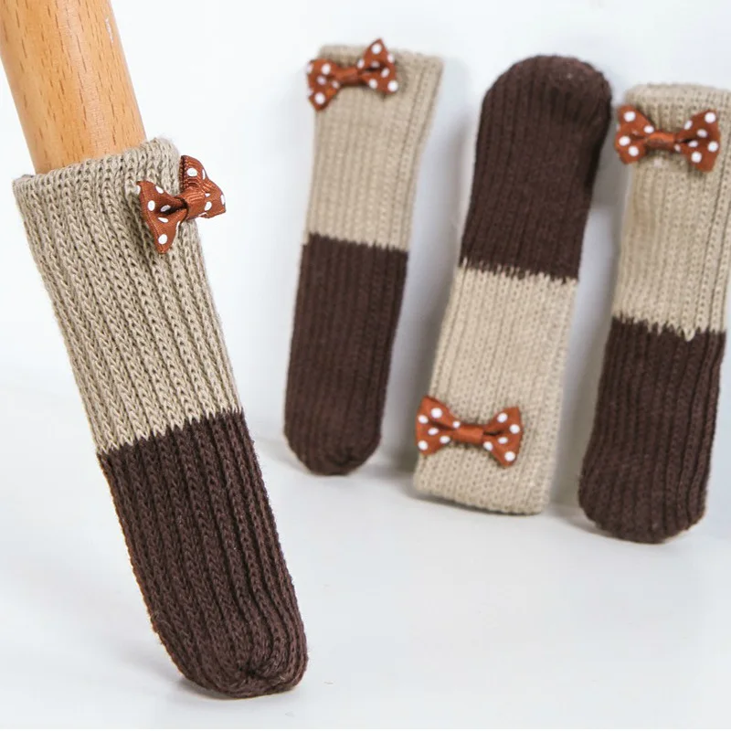 4 шт. вязаные шерстяные носки чехлы на ножки стула нескользящая настольная ножка
