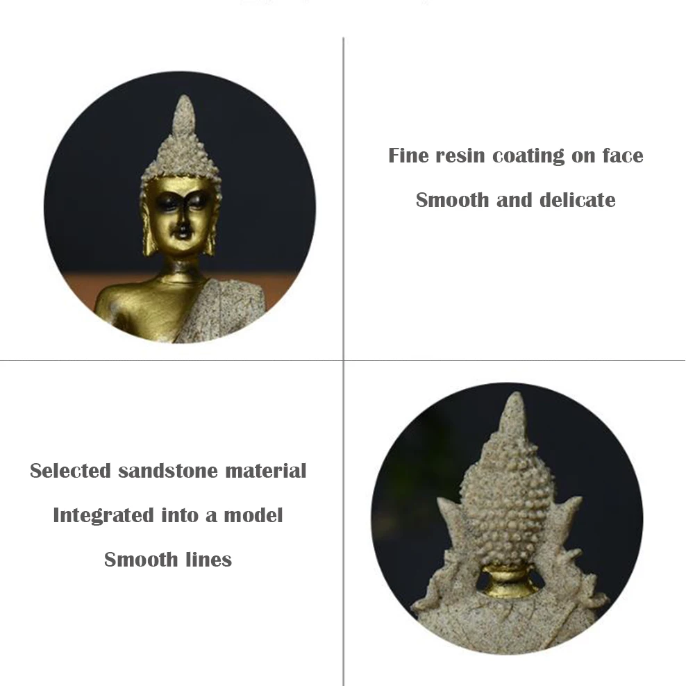 

Resin Sandstone Buddha Statue Home Decoration Accessories Crafts Small Sitting Buddha Sandstone Figurine Desktop Decoration
