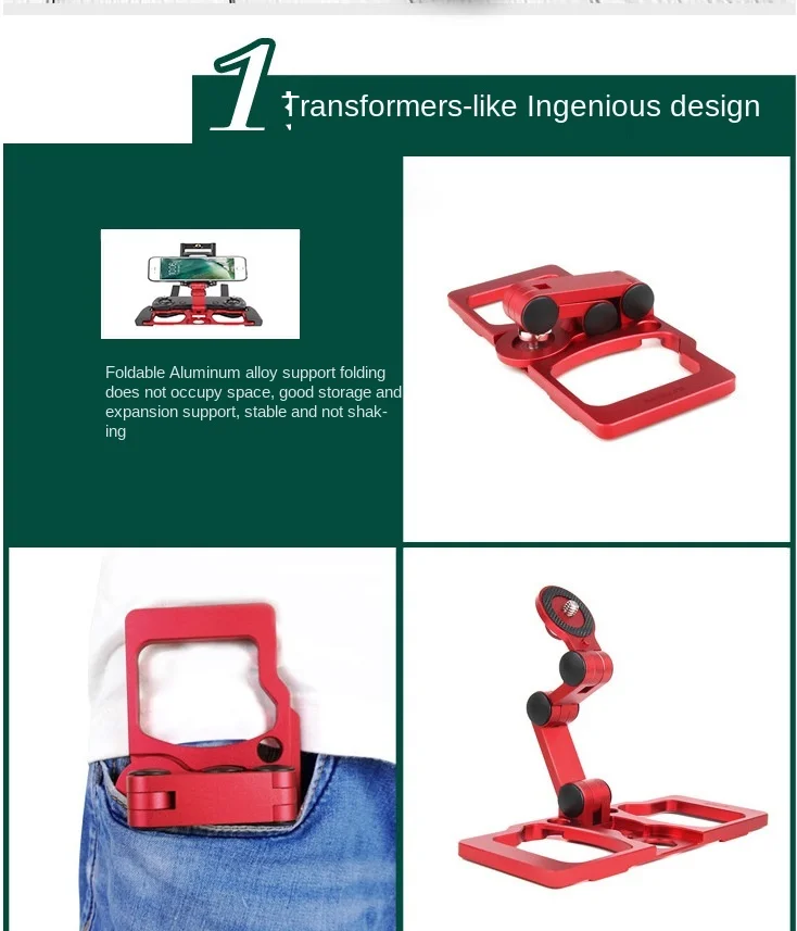 

Full Aluminum-Alloy Foldable Tablet Stand Holder Tablet Ipad Mount with Lanyard Support Crystal Sky Monitor for RC Racing Drone