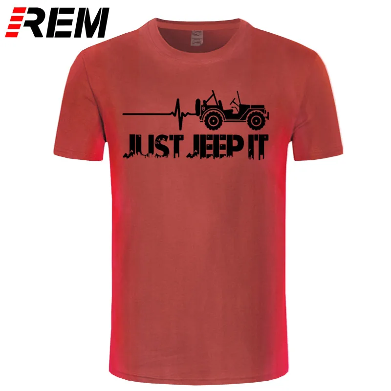 red black Футболка с принтом «Just Jeeps It Heartbeat», новая модная летняя футболка с круглым вырезом и надписью «Sunlight» - Цвет: red black