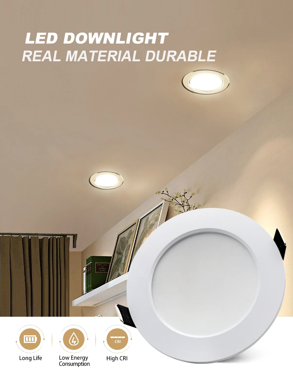 Description Picture 4 of itemLED Downlight 220V Ceiling Light Round Recessed Lamp 18W 15W 12W 9W 7W Down Lamp Living Room For Home Spot Light Indoor Lighting