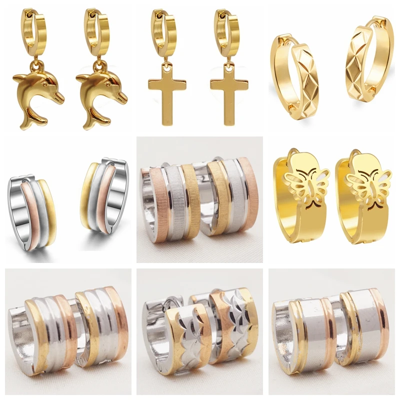 Новые трендовые серьги кольца в стиле панк рок хип хоп золотого/серебряного