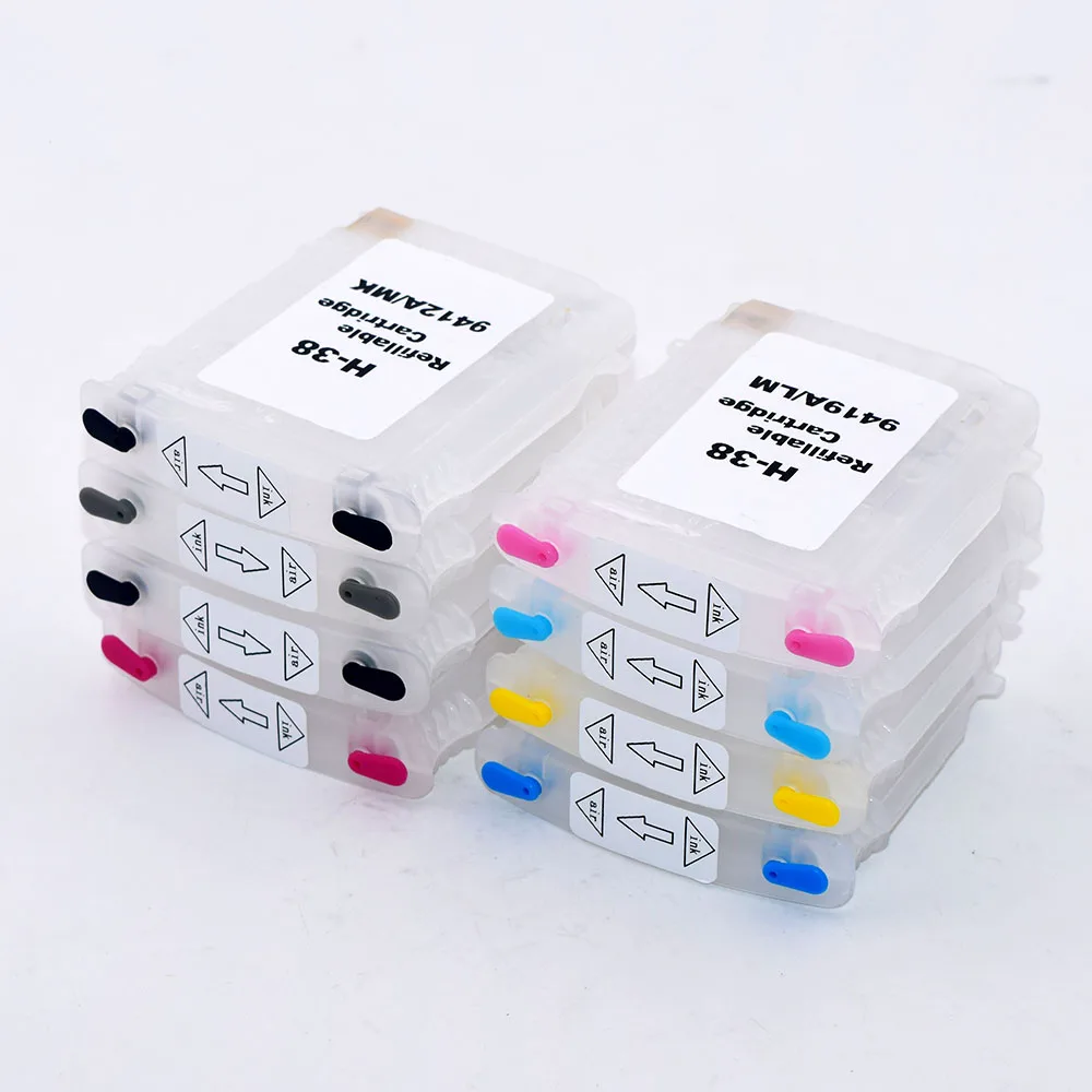 8 цветов 28 мл HP 38 C9412A C9419A многоразовый картридж для Photosmart Pro B9180 B8850 B9100 B9180GP с чипом