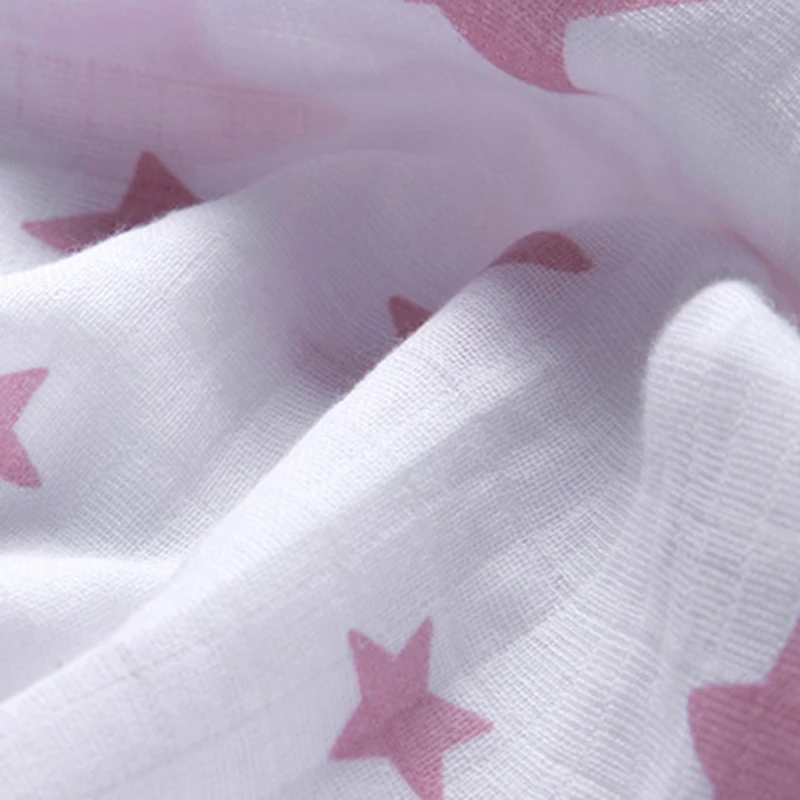 

100x70cm Baby Muslin Receiving Blanket Infants Stars Pattern Swaddling Wrap Newborn Soft Breathable Gauze Bath Towel