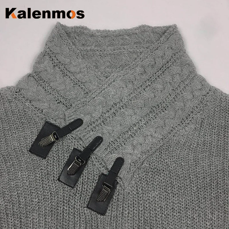 

Sweater Men Pullovers Patchwork Thick Autumn Winter Fall Casual Long Sleeve Turtleneck Knitted Streetwear Clothing Sweater Men