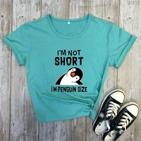 im not short im penguin size print anime cotton t shirts for women 2021 cute penguin graphic summer oversized clothing tops