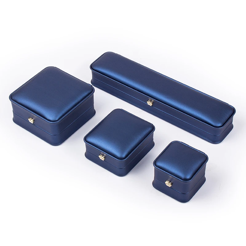 5PCS Square High-end Pu Leather Jewelry Ring Pendant Bracelet Box Golden Round Corner Crown Decoration 4 Colors Available